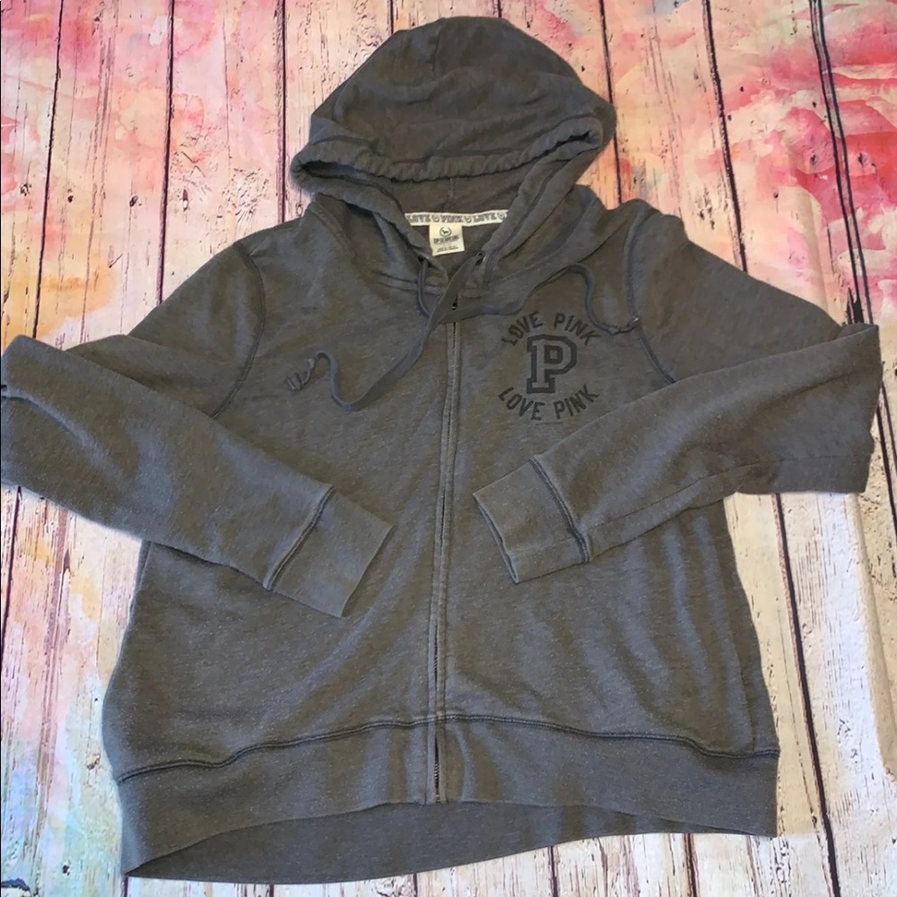 VS PINK Gray Zip UP